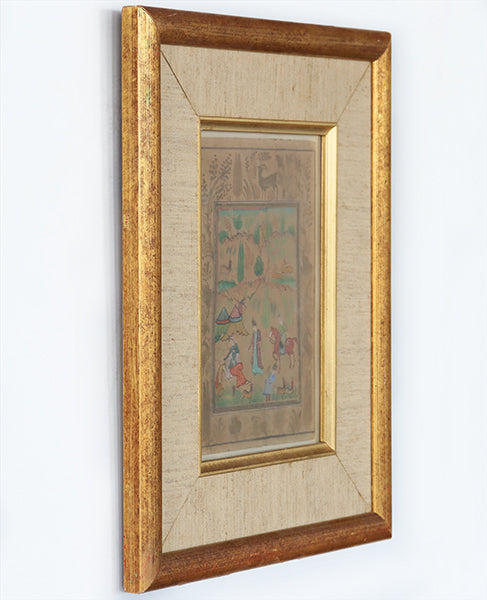 Persian Miniature 19th Century Watercolor Painting 10.5W x 12.5H - Cleared Art