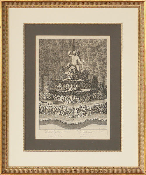 Antique Copperplate Engraving of Cupid Fountain 23W x 28H - Cleared Art