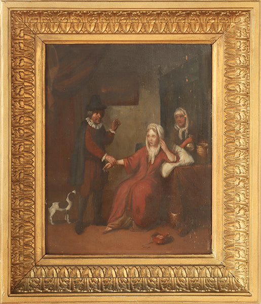 Antique Dutch Masters Doctor's Visit Scene 17th Century 15W x 18H - Cleared Art
