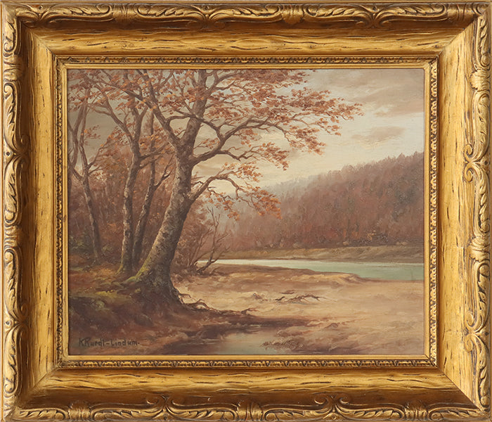 Antique European Impressionist Fall Landscape 24W x 20H - Cleared