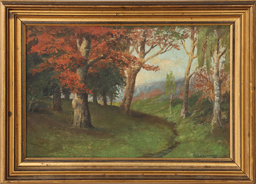 Antique American Impressionist Fall Landscape 22W x 17H - Cleared