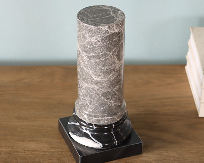 Grey Marbled Column With Black Base - Cleared