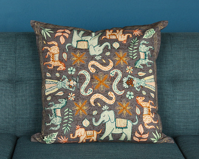 Brown Multi Elephant Pillow - Cleared