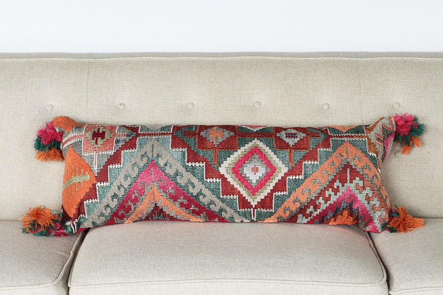Embroidered Multicolored Pillow - Cleared