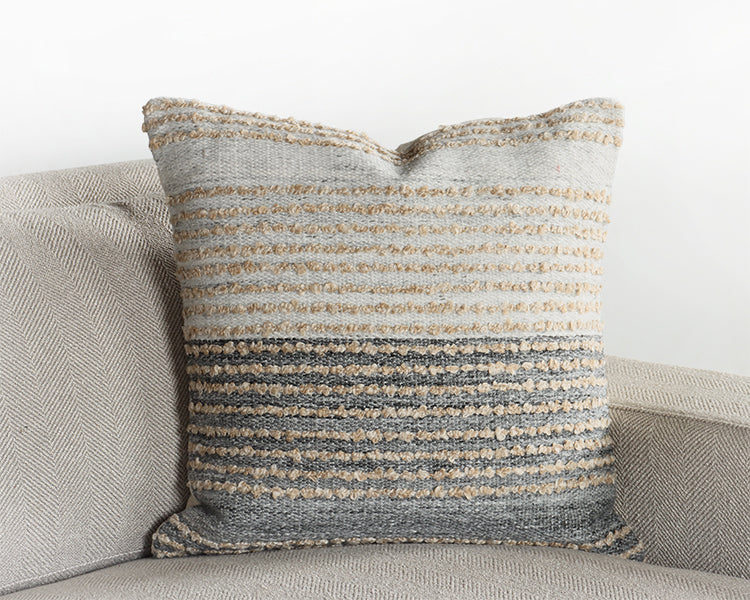 Denim Toned Pillow w/ Textured Stripes - Cleared