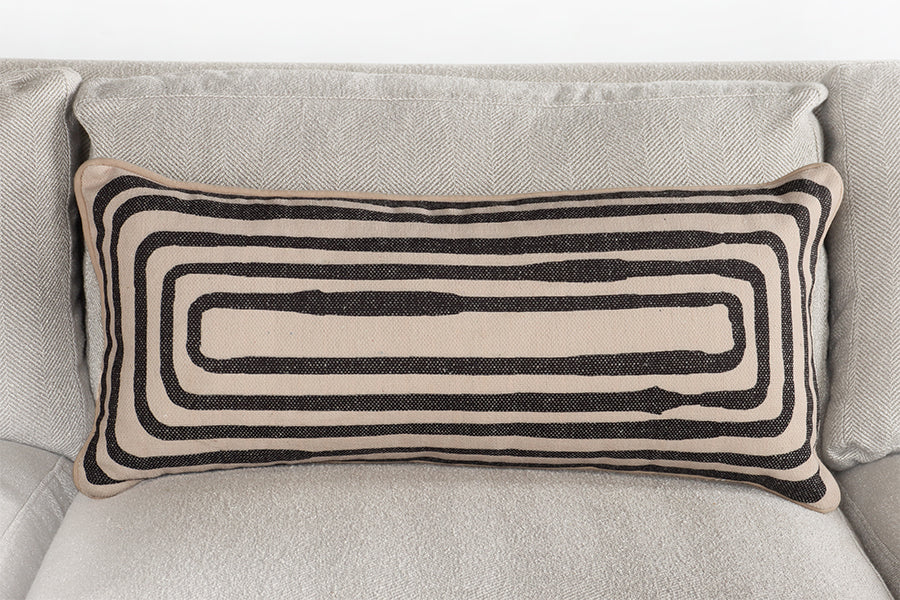 Neutral Toned Pillow w/ Inky Black Lines - Cleared