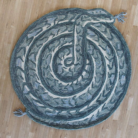 5' X 5' Round Lagoon / Ivory Snake Rug - Cleared