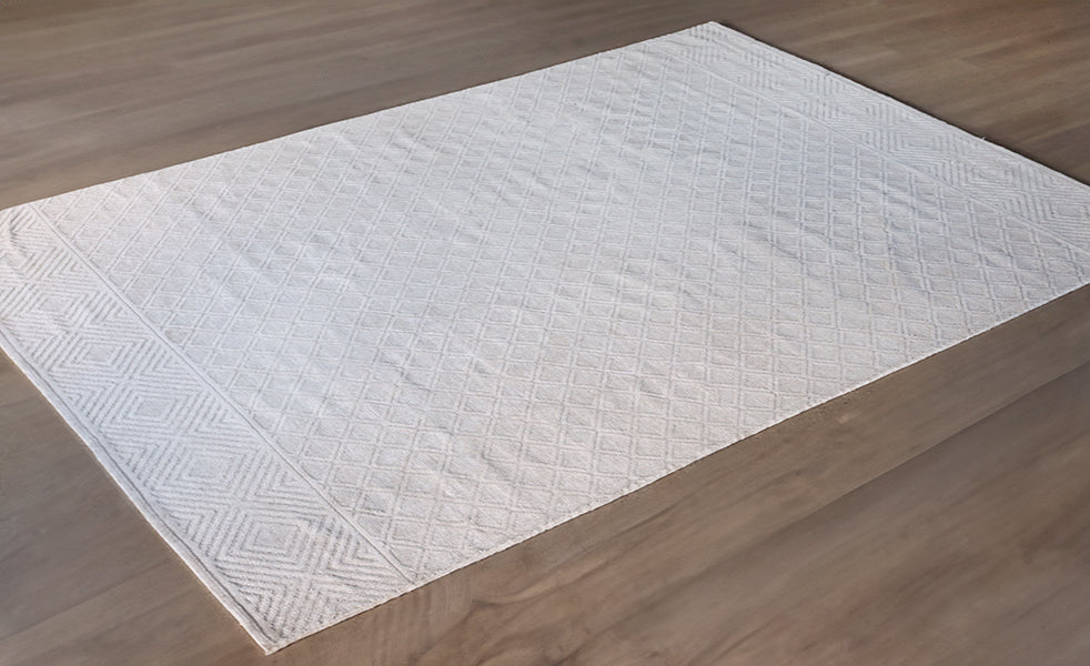 8'6" X 12' Natural and Ivory Geometric Rug - Cleared