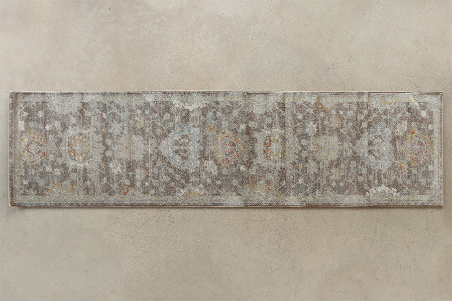 2'6" x 10' Brown & Beige Persian Motif - Cleared