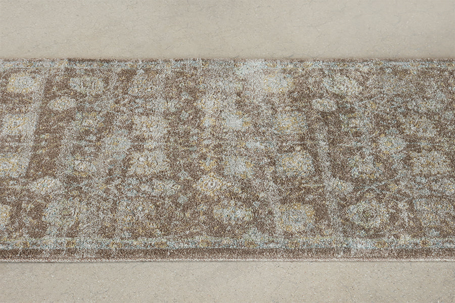 2'6" x 10' Brown & Multi Persian Motif - Cleared