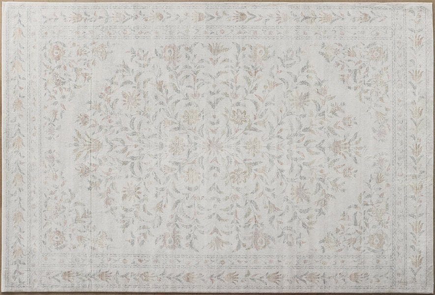 8'6" x 11'6" Light Yellow Lily Pattern Rug - Cleared