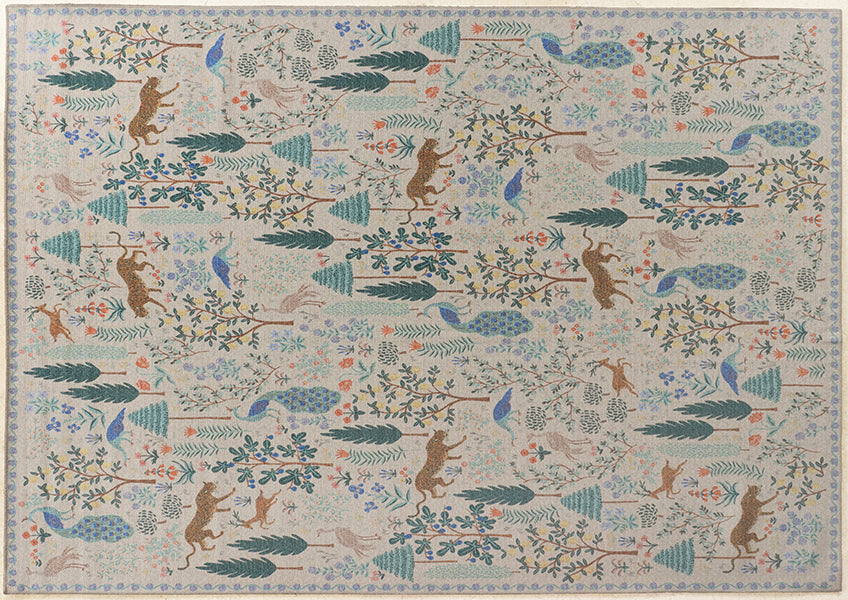 7'6" x 9'6" Cream & Green Animal Rug - Cleared