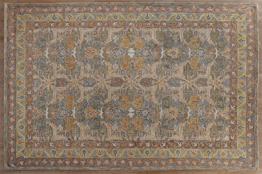 Walnut Multi Colored Wool Hooked Rug Cleared 9'3" X 13'