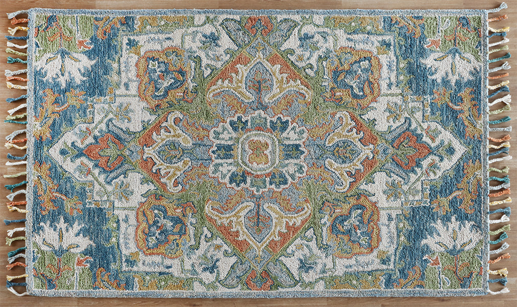 5'6 X 7'6" Blue Multicolored Rug - Cleared