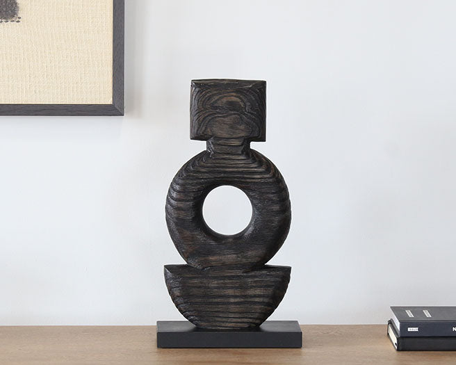 Black Oval Sculpture -- Cleared Decor