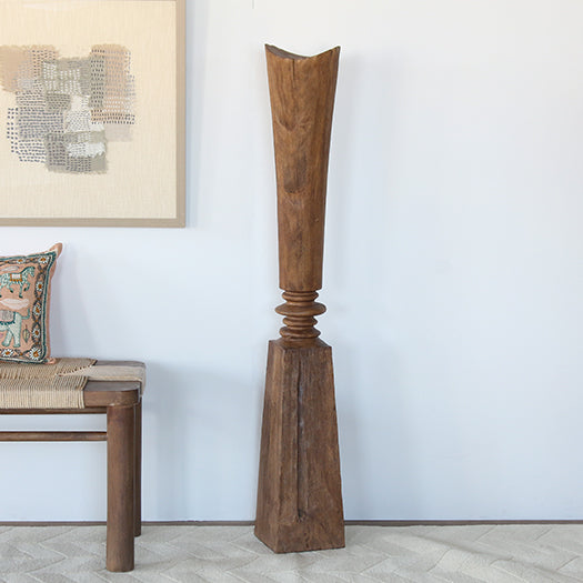 Tall Abstract Wood Sculpture --Cleared Decor