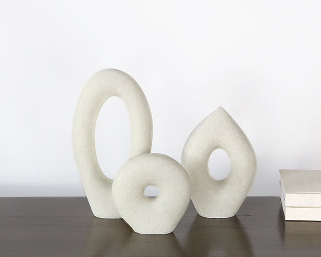 Set Of 3 Ivory Stone Objects - Cleared