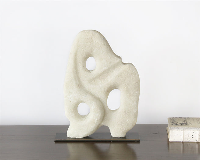 White Glass Stone Abstract Sculpture - Cleared