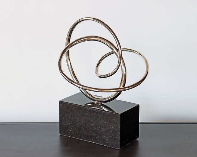 Silver Geometric Squiggle Sculpture  - Cleared