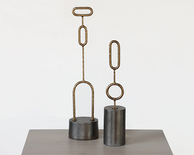 Set Of 2 Abstract Geometric Sculptures - Cleared