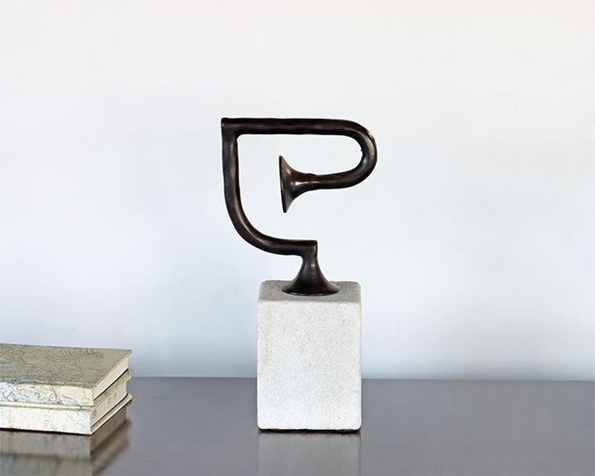 Abstract Bent Horn Sculpture - Cleared