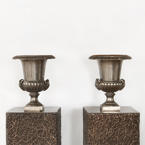 Pair of French Cast Iron Urns - Cleared Decor