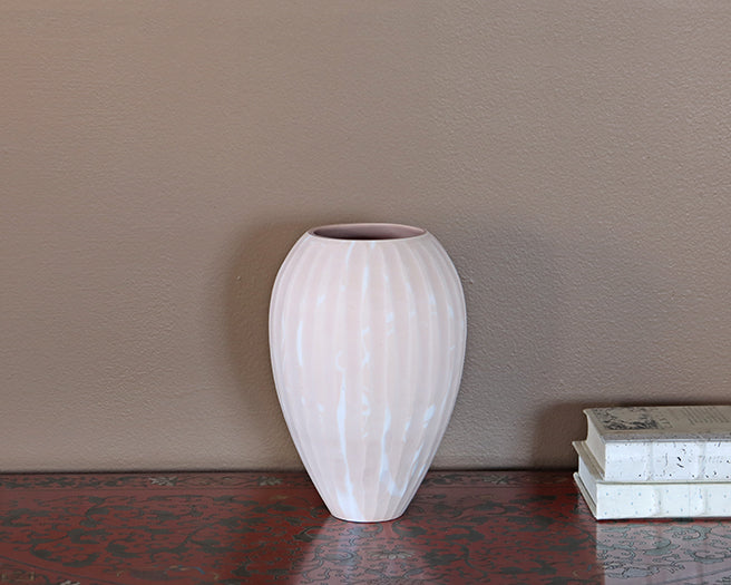 Set Of 2 Blush Vases With Swirl Pattern- Cleared