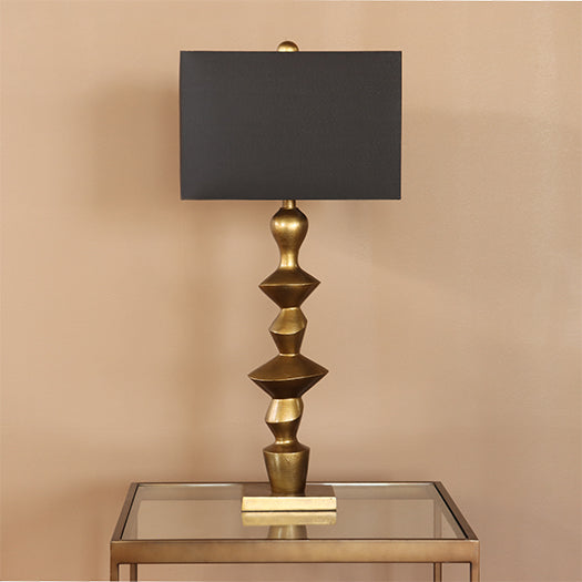 Angled Cubist Style Brass Table Lamp- Cleared
