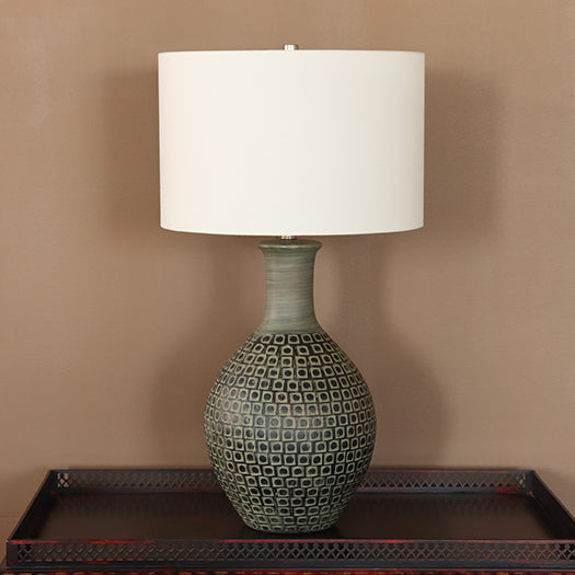 Moss Green And Gold Ceramic Table Lamp- Cleared