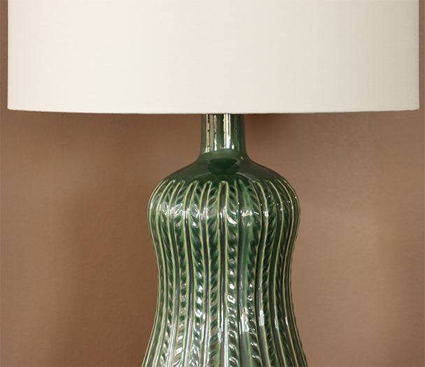 Green Leaf Trellis Ceramic Table Lamp- Cleared