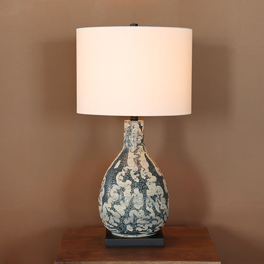 Blue And Cream Glazed Ceramic Table Lamp- Cleared