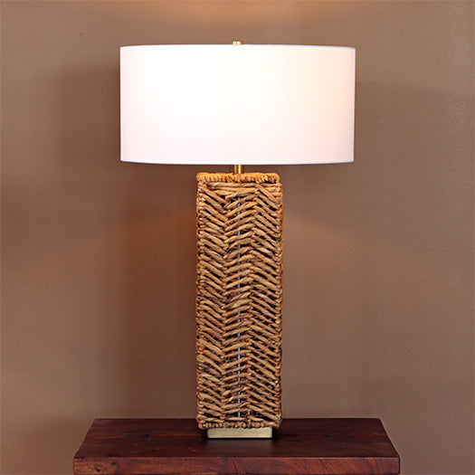 Woven Rope Chevron Patterned Table Lamp- Cleared