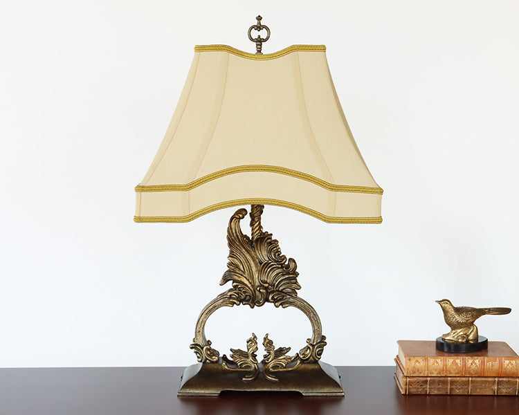Gold Table Lamp w/ Leaf Design - Cleared Decor
