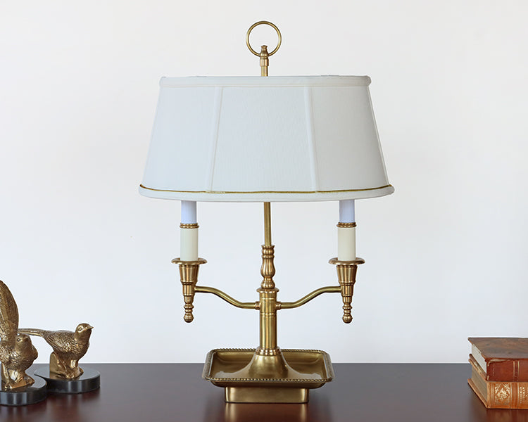 Brass Table Lamp with Tray Base - Cleared Decor