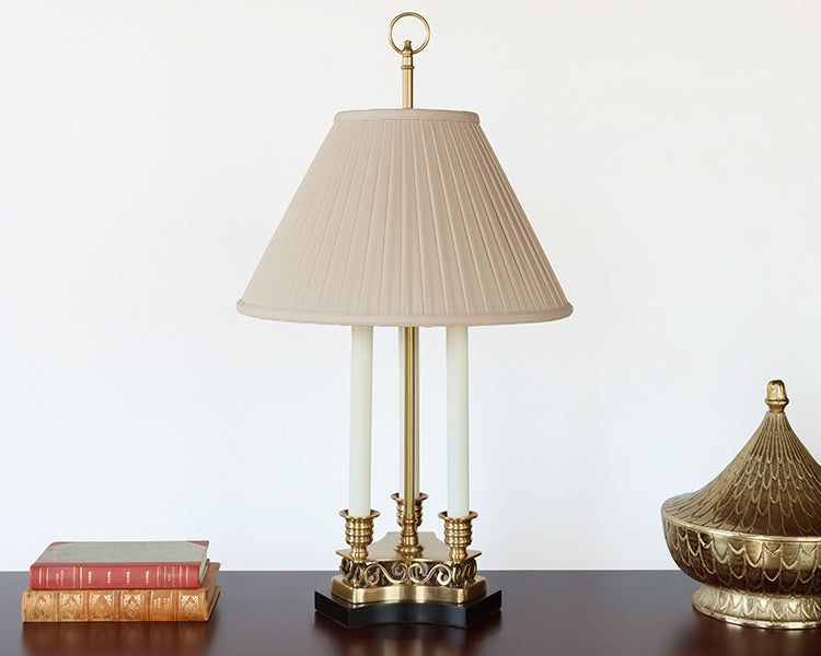 Antique Brass Triple Candle Table Lamp - Cleared Decor