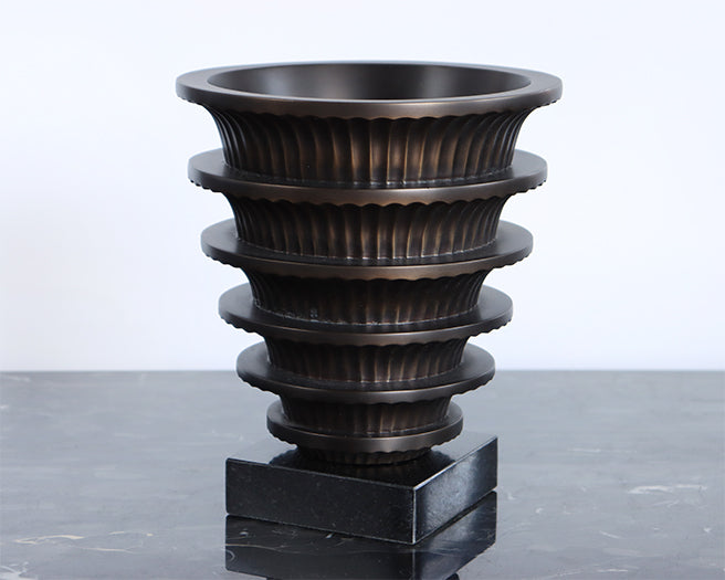 Bronze Deco Ridged Vase - Cleared
