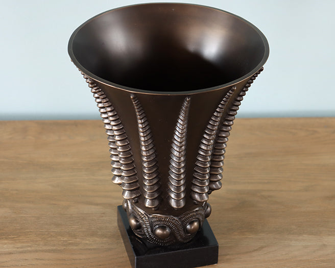 Bronze Deco Fluted Vase  - Cleared