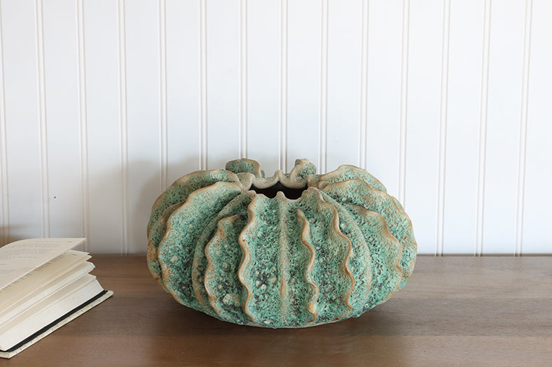 Moss Green Winged Ceramic Vase- Cleared