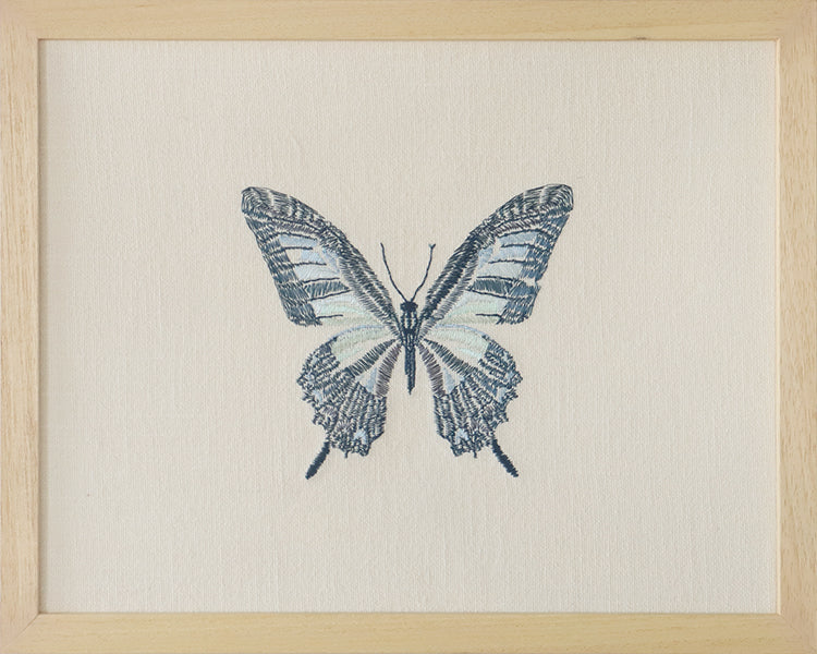 Embroidered Blue Butterfly Wall Art - Cleared