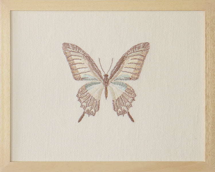 Embroidered Beige Butterfly Wall Art - Cleared