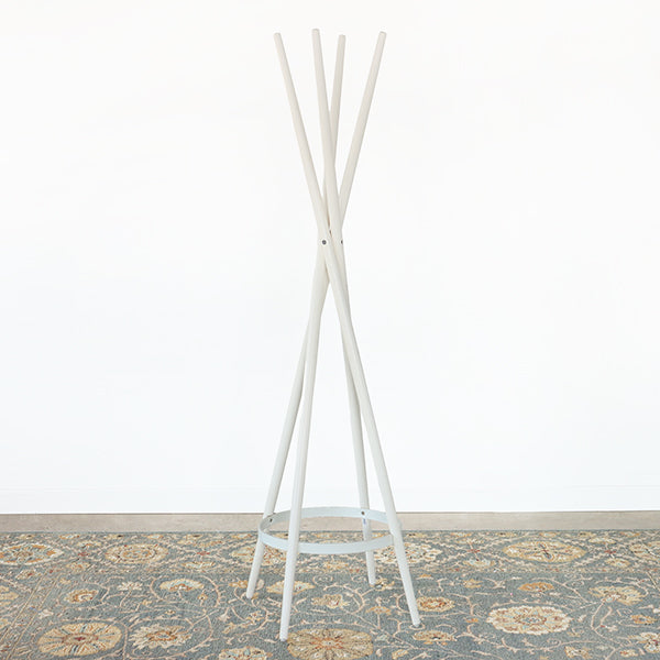 White Four Hook Coat Rack