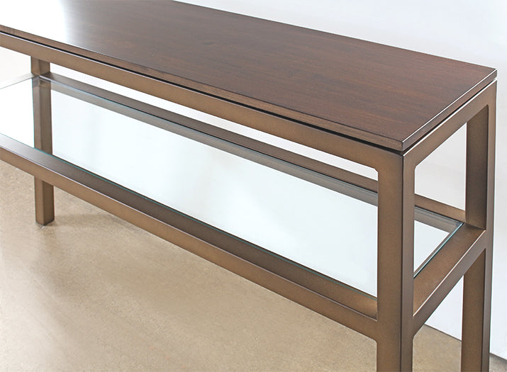 CS186 Mitchell Gold Parsons Console in Vintage Brass with Sienna Finish