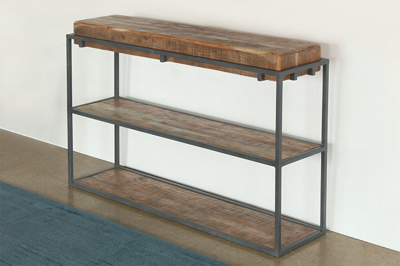 CS254 - Acacia Wood Sofa Table With Iron Leg Frame