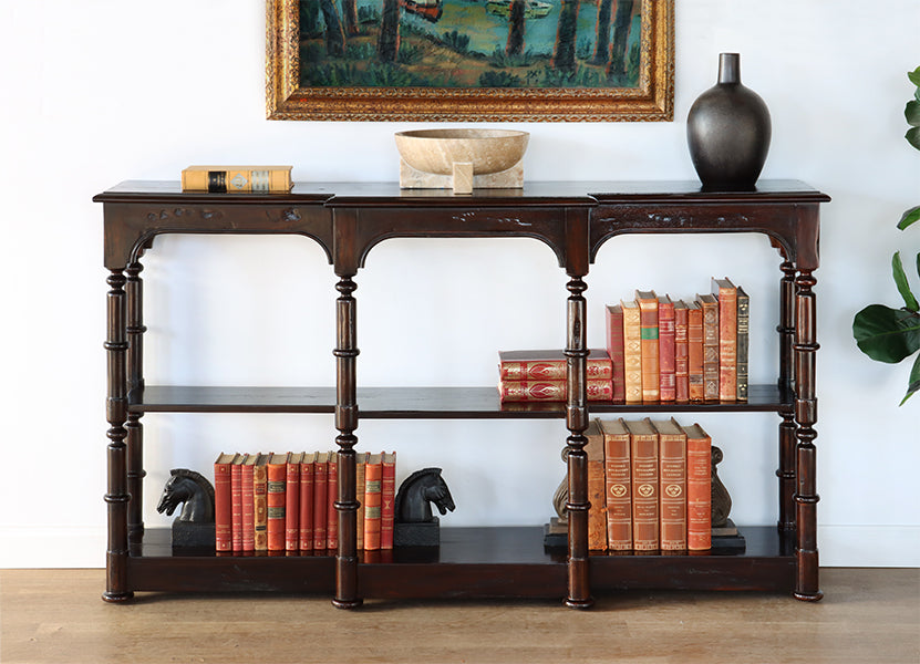 Mahogany Console With Faux Bamboo Posts