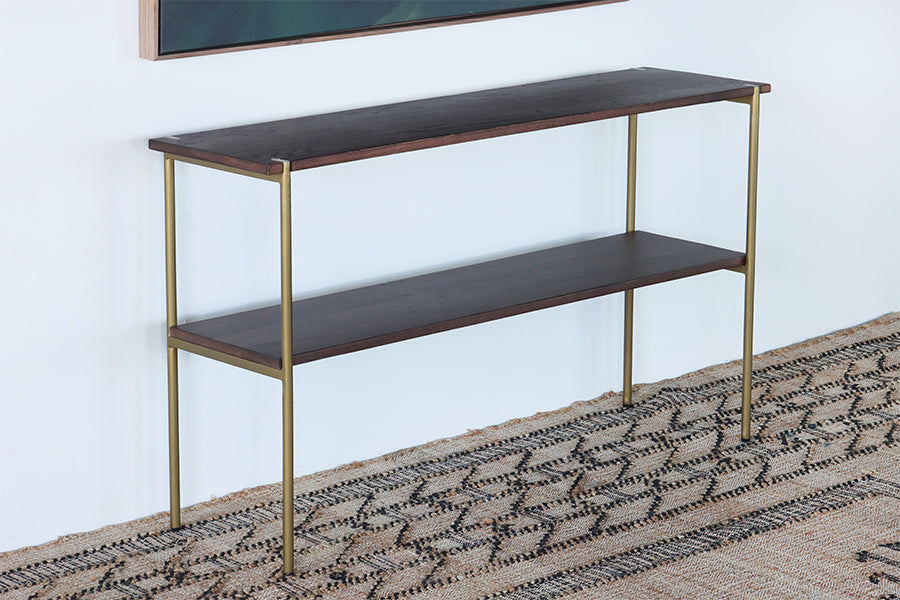 Umber Brown Console with Antique Brass Base