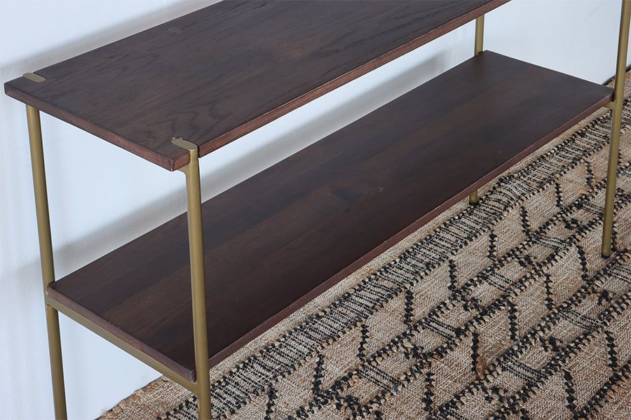 Umber Brown Console with Antique Brass Base