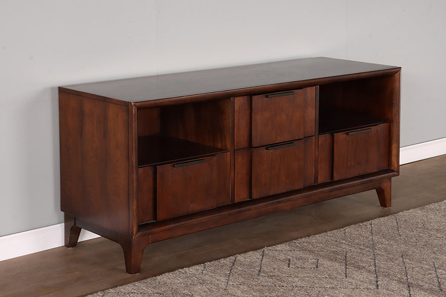 Loft-Style Walnut Media Console