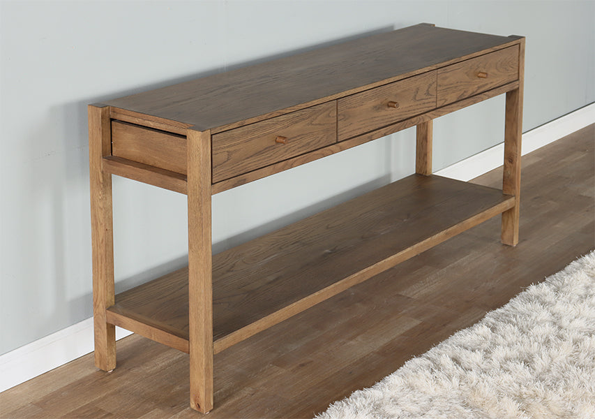 Tawny Oak 3 Drawer Console