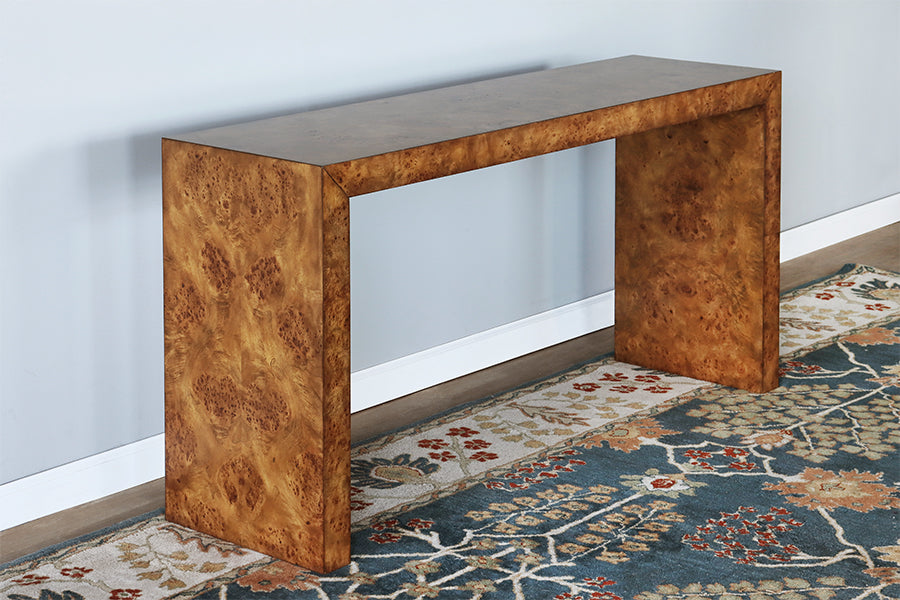 Parsons Style Console Table in Burled Veneer