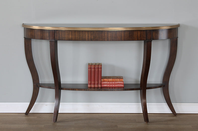 Regency Demi Lune Console With Brass Accent